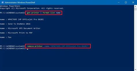 remove printer powershell command