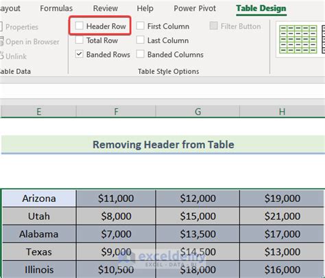 remove row and column headings in excel