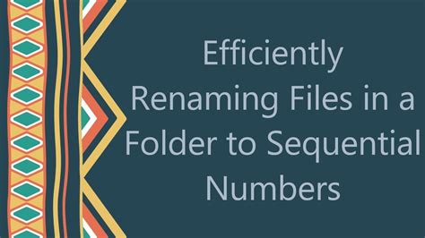 Rename Files In Folder Sequentially