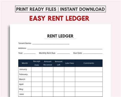 Free Printable Rent Ledger Free Printable