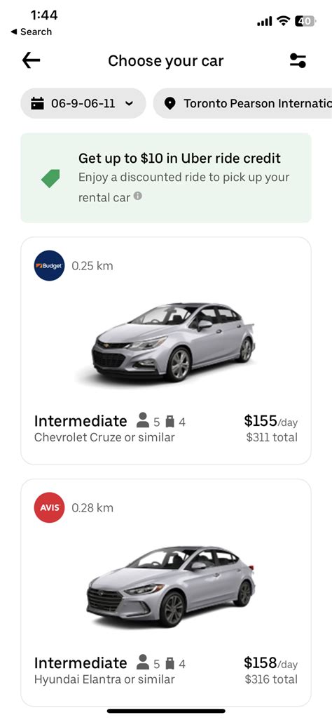Rent A Car Through Uber