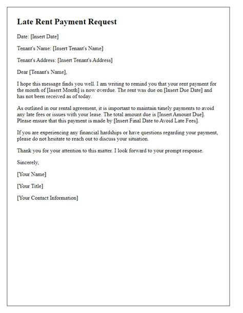Rent Payment Request Letter Sample