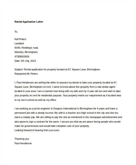 Rental Application Letter Sample