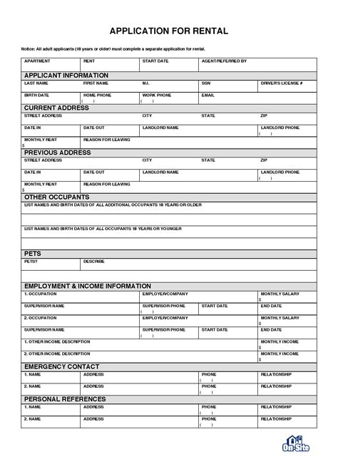 Rental Application Pdf Printable