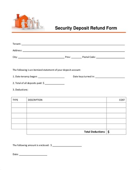 rental deposit refund form