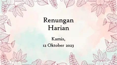 renungan harian katolik 12 oktober 2023