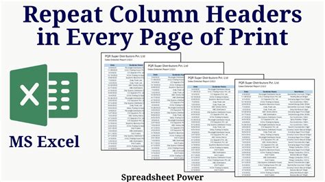 repeat headers on each page excel
