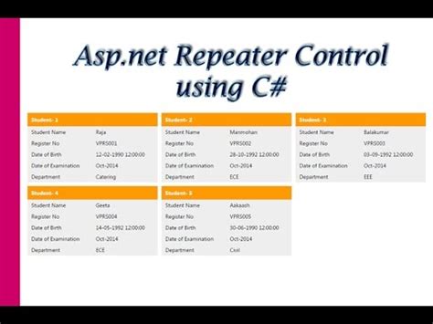Repeater Control In Asp.net Example C#