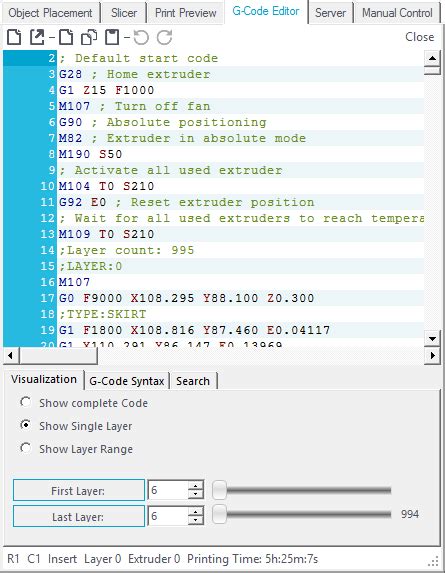 Repetier Host G Code Commands