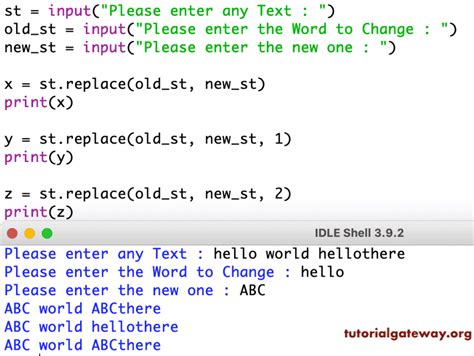 replace function of string in python