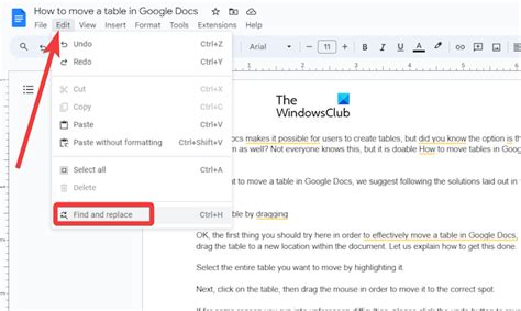 replace text in google docs