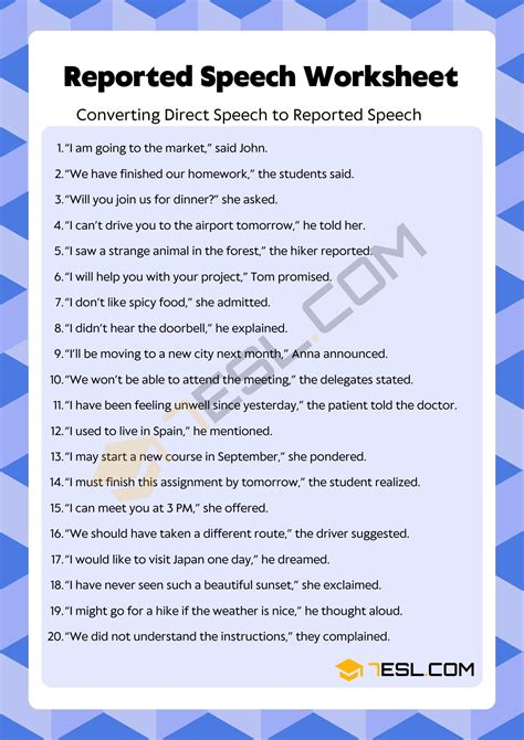 reported speech questions with answers for class 7