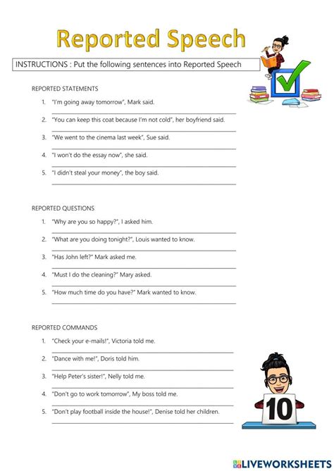 reported speech statements questions and commands exercises pdf