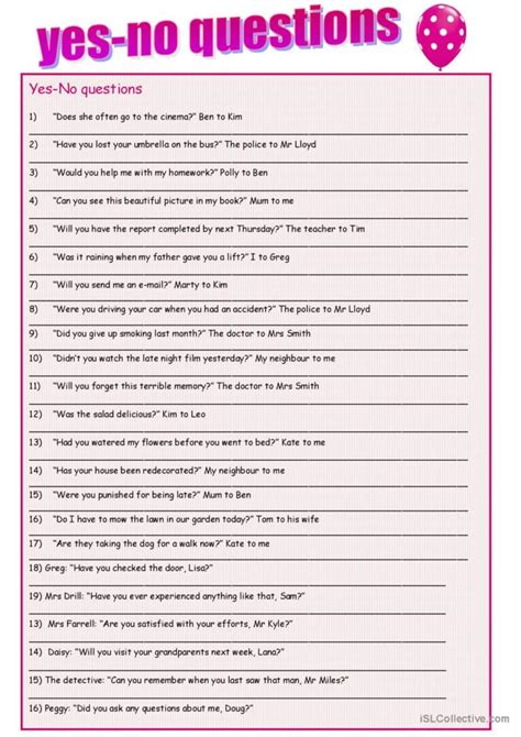 reported speech yes no questions exercises with answers pdf