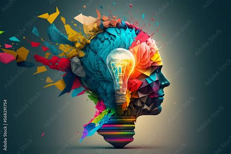 Happy Young Business Man Pointing Up. Light Bulb Representing Idea, Solution in the Thought