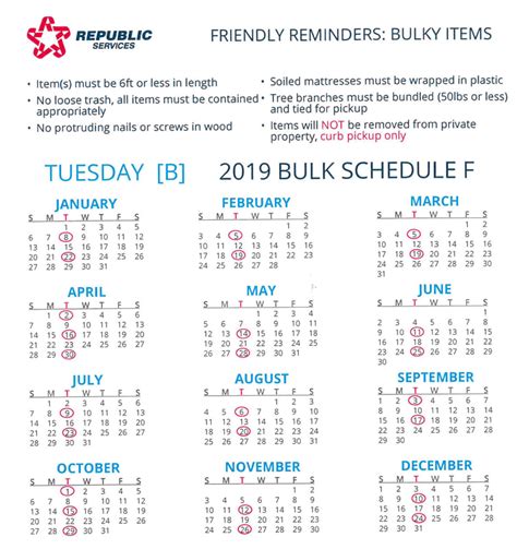 Republic Services Bulk Pickup Calendar 2024