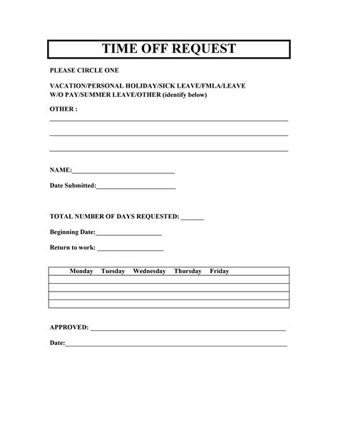 Request Days Off From Work Template