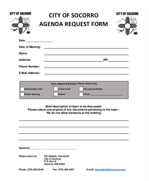 Request For Agenda Items Template