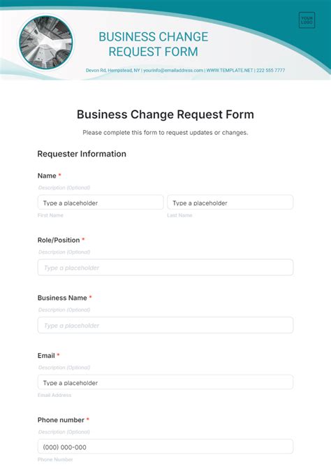 request for change form template