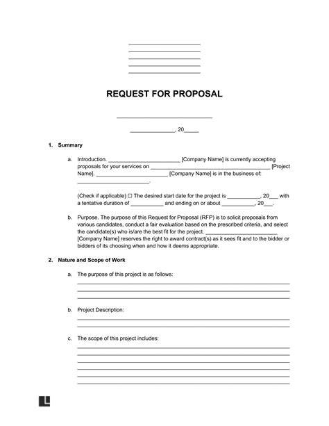 request for proposal form template