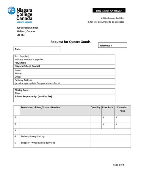 request for quotation form template