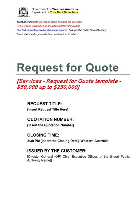 Request For Quote Template Government