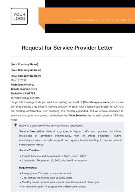 Request For Services Template