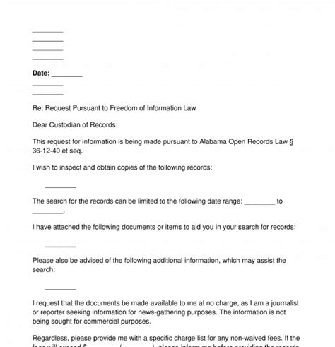 Request Freedom Of Information Act Template