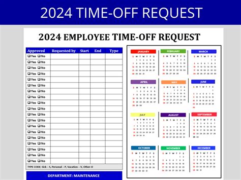 Request Off Calendar 2024