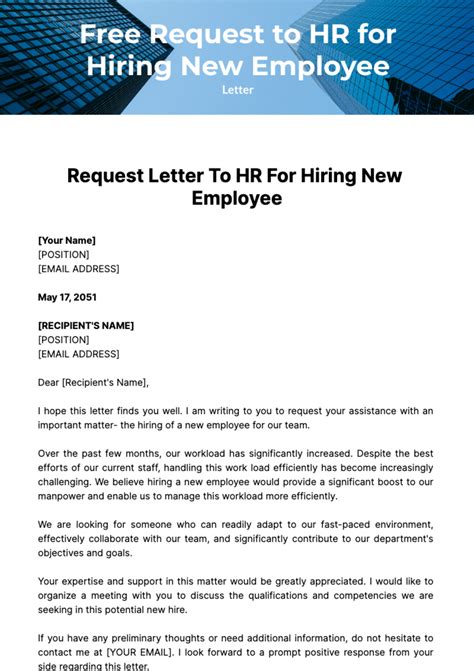 Request To Hire Template