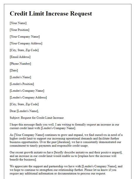 Request To Increase Credit Limit Template