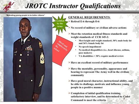 requirements to be a jrotc instructor