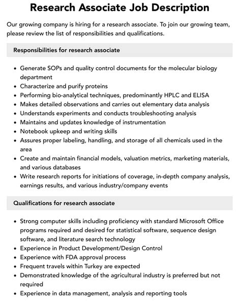 research associate jobs