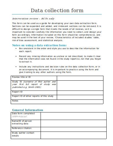 research data collection form template