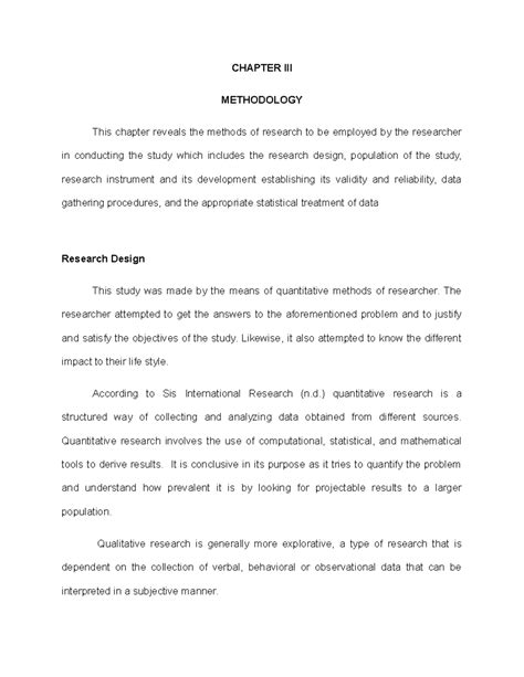 research design and methodology example quantitative