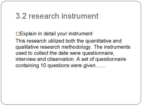 research instrument methodology example