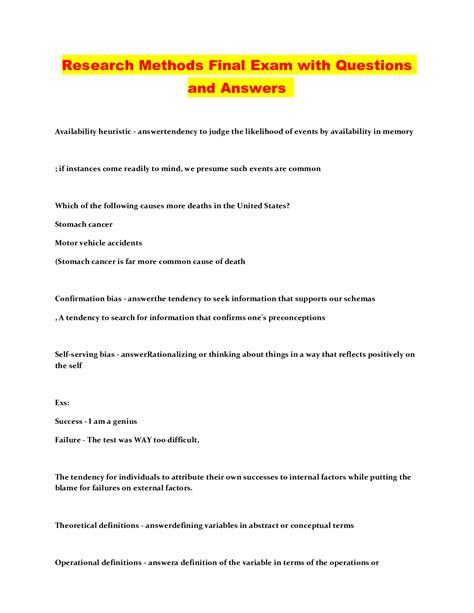 research methodology exam questions and answers