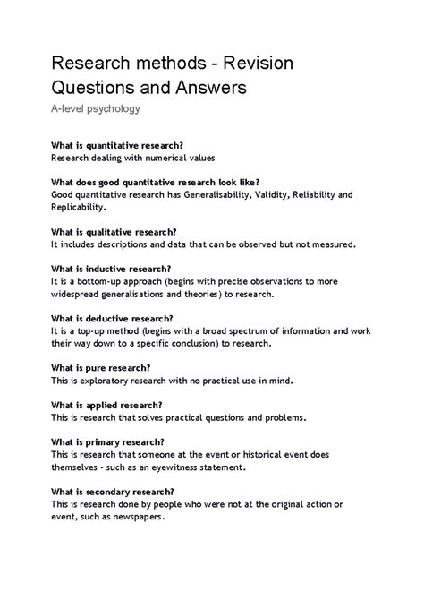 research methodology questions and answers