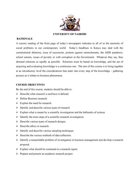Research Methods Notes University Of Nairobi