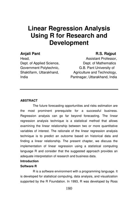 Research Paper Using Linear Regression