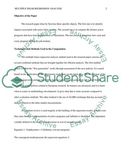 Research Paper Using Linear Regression Analysis