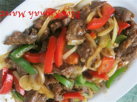 Resep Daging Sapi Blackpaper Daging sapi lada hitam dan cabe paprika " Black paper beef with