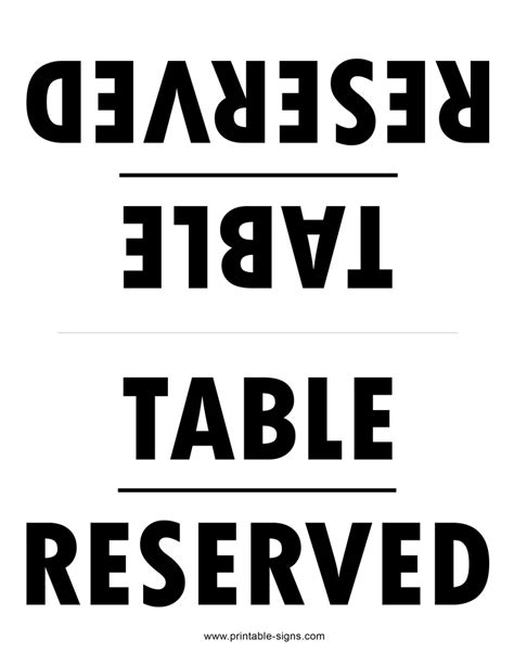 Reserved Printable Table Tent
