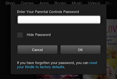 reset parental control password