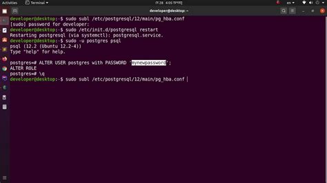 reset postgres password ubuntu