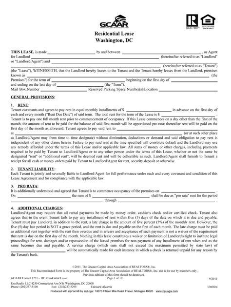 Free Seattle, Washington Month to Month Rental Agreement Form PDF