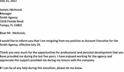 Resign Letter For Leaving Job Farewell To Employer Sample ation