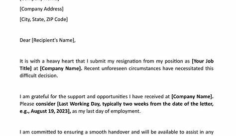 Resign Letter Format In English For Personal Reason Immediate ation
