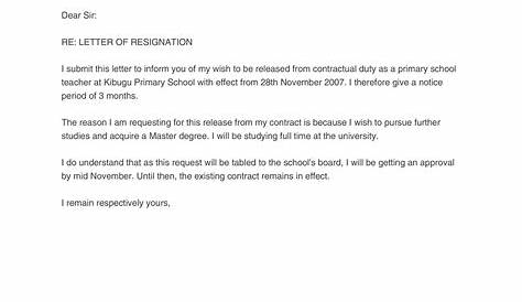 Resign Letter In English For School Teacher ation Examples