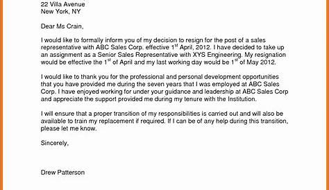 Resign Letter Sample Uk Board ation Example